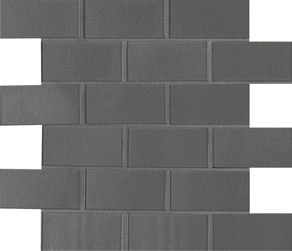 MSI SMOT-GLSST-MEGR8MM 12" x 12" Brick Mosaic Walls Tile - Glossy - Metallic