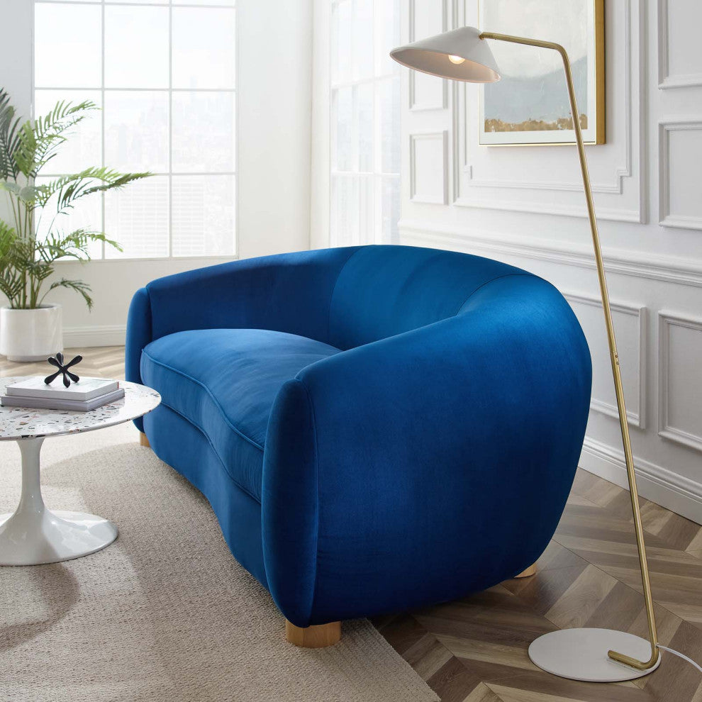 Sofa, Velvet, Blue Navy, Modern, Living Lounge Room Hotel Lobby Hospitality