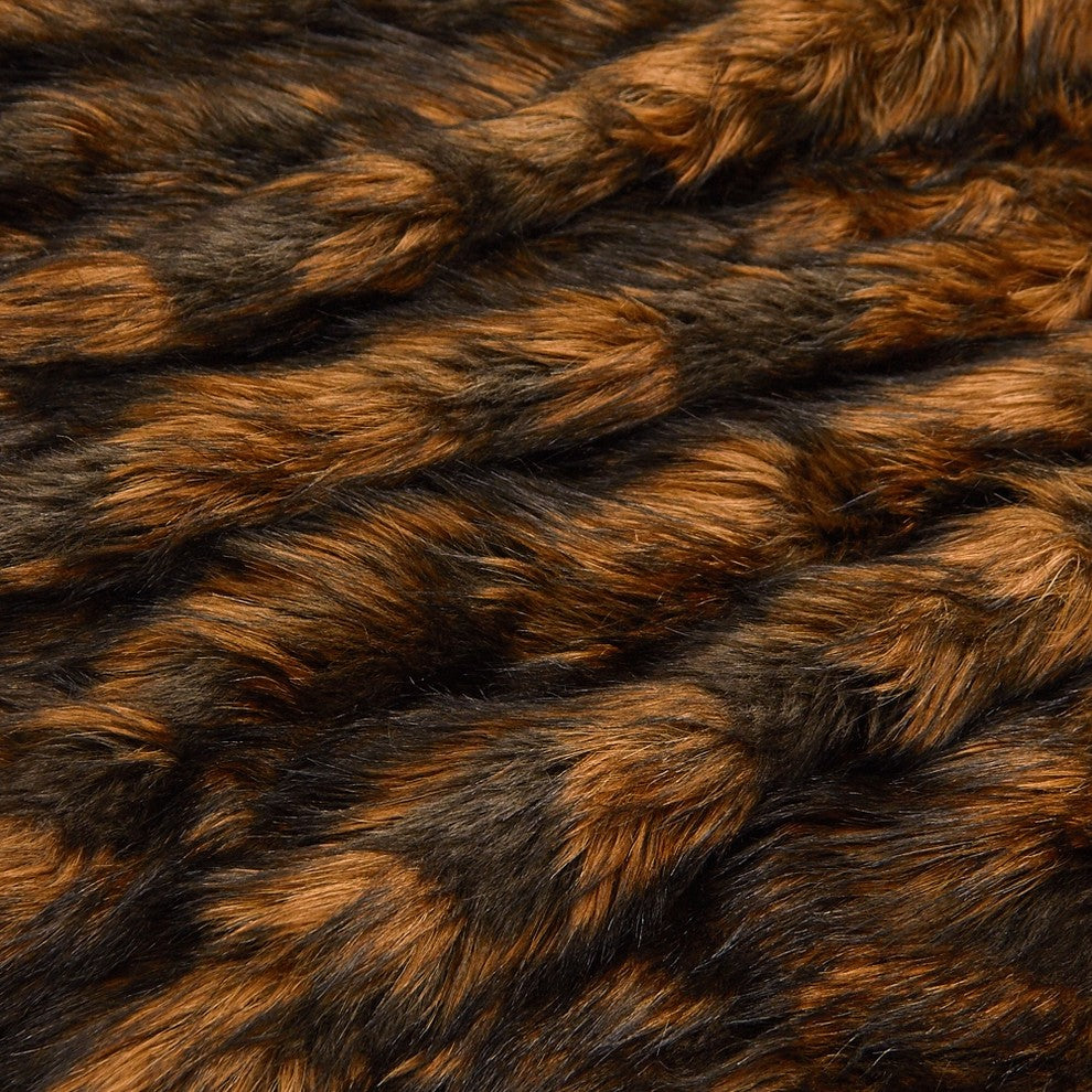 Premium Faux Fur American Bear Skin Area Rug Soft Plush Realistic Brown Shag, 5'
