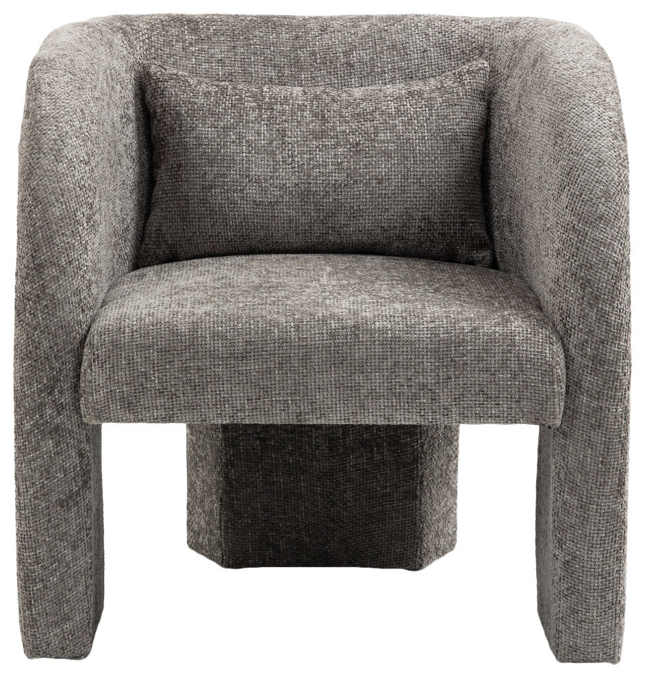 Sawyer Beige Weaved Polyester Fabric Accent Chair, Grey, Chenille Fabric
