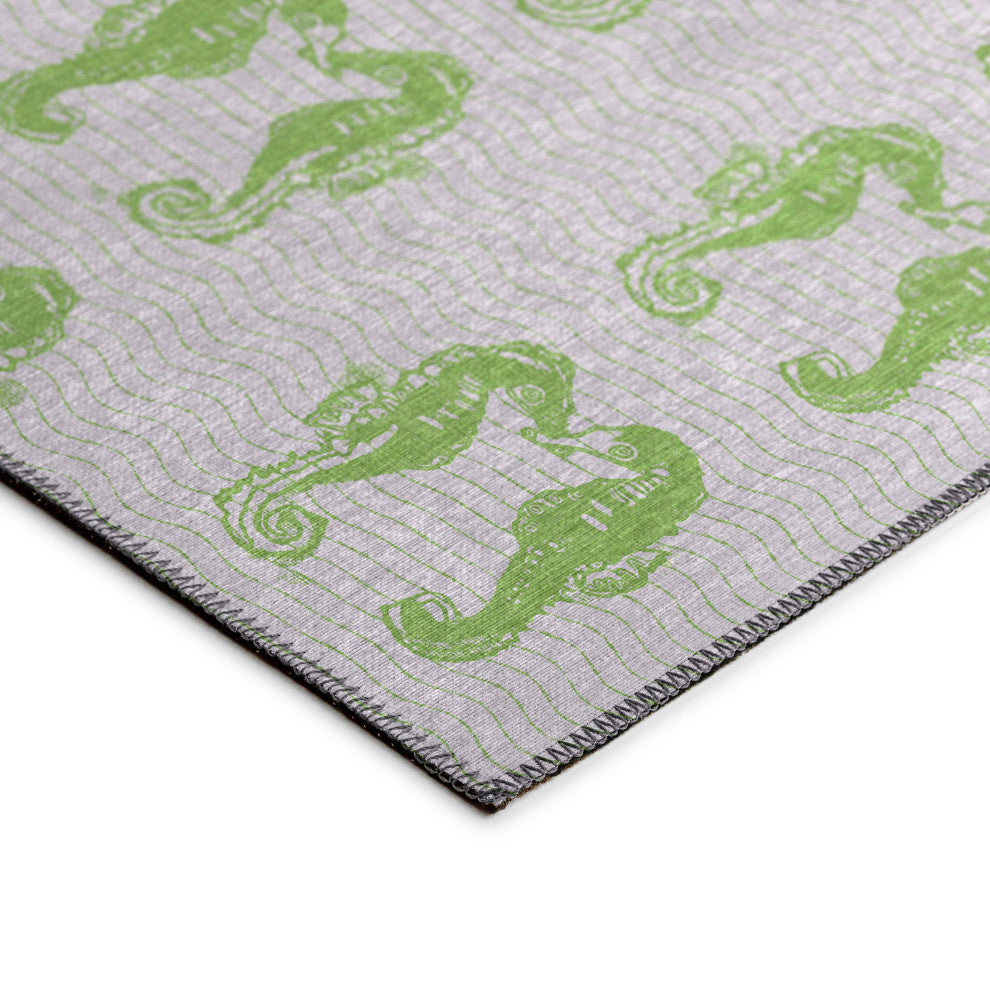 Indoor/Outdoor Seabreeze SZ15 Lime-In Machine Washable 2'3" x 7'6" Runner Rug