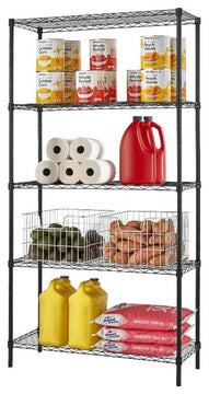 Furniture of America Stada 5-Tier Metal Shelf with Adjustable Height in Black
