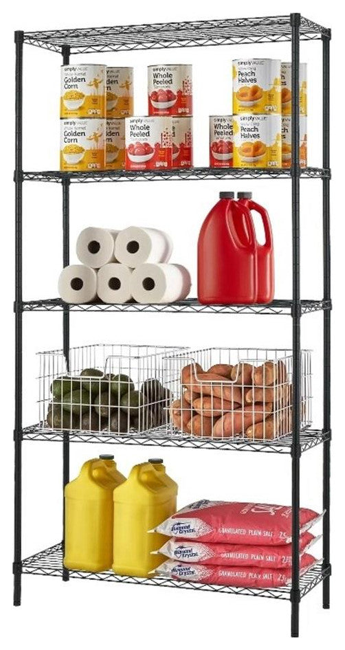 Furniture of America Stada 5-Tier Metal Shelf with Adjustable Height in Black