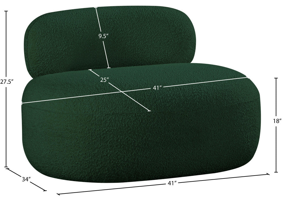 Venti Black Boucle Fabric Upholstered Set, Green, Chair