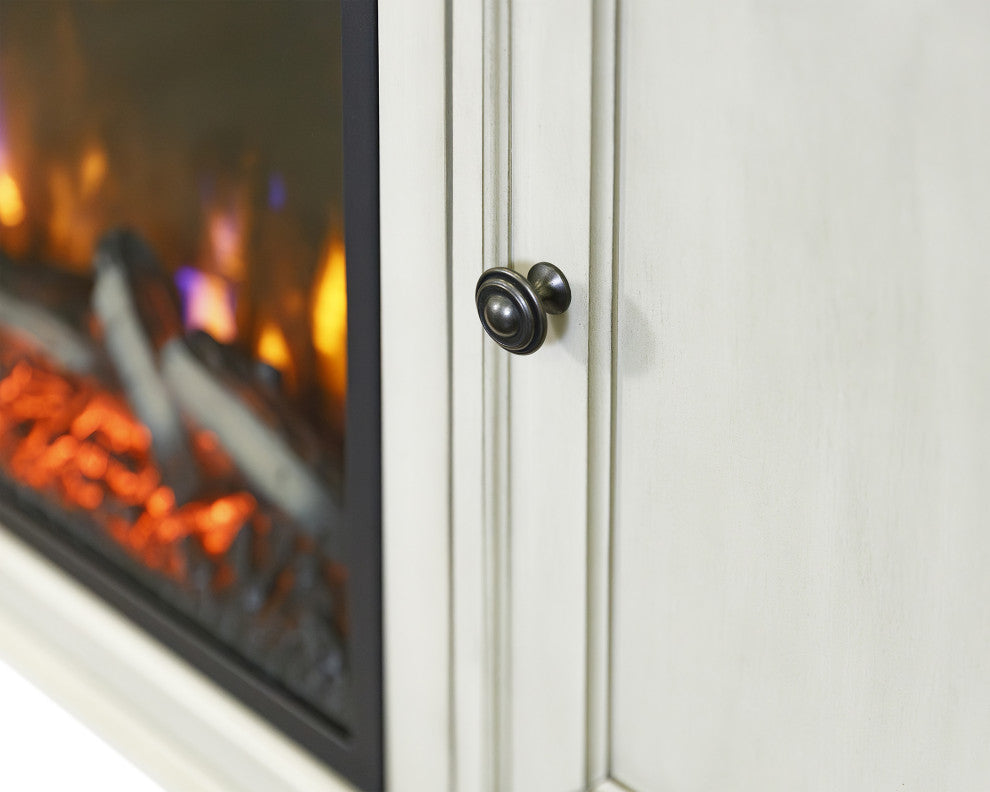 76" Traditional Fireplace Console Entertainment, White