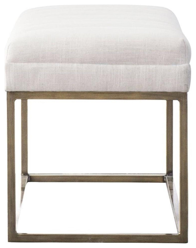 New Pacific Direct Darius 19.5" Fabric Bench in Beige/Brushed Gold