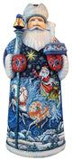 Winter Sleigh Ride In Santa, Woodcarved Figurine
