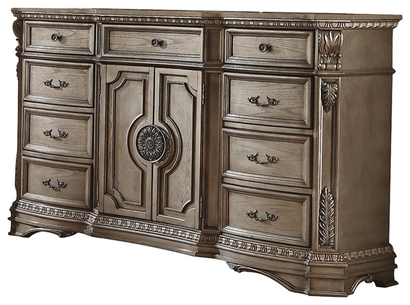 ACME Northville Dresser with Wooden Top, Antique Champagne
