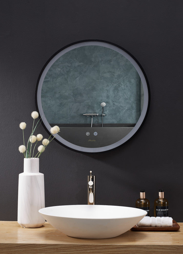Cirque Round LED Mirror, 24", No Bluetooth