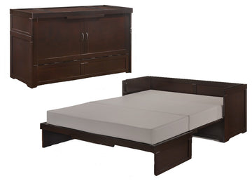Murphy Cube Cabinet Bed With Mattress, Dark Chocolate, Queen, Pre-Assembled