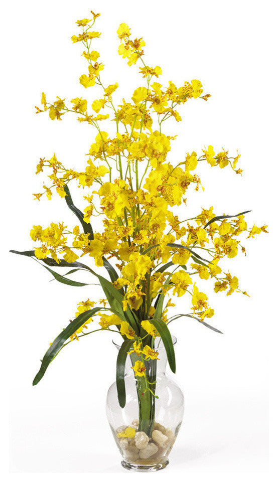Dancing Lady Liquid Illusion Silk Flower Arrangement, Yellow