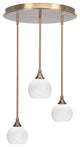 Empire 3-Light Cluster Pendalier, New Age Brass/White Marble