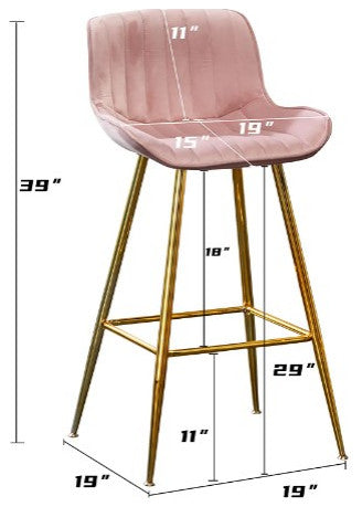 2pcs Pink Bar Stools, 29" Bar Height Stools
