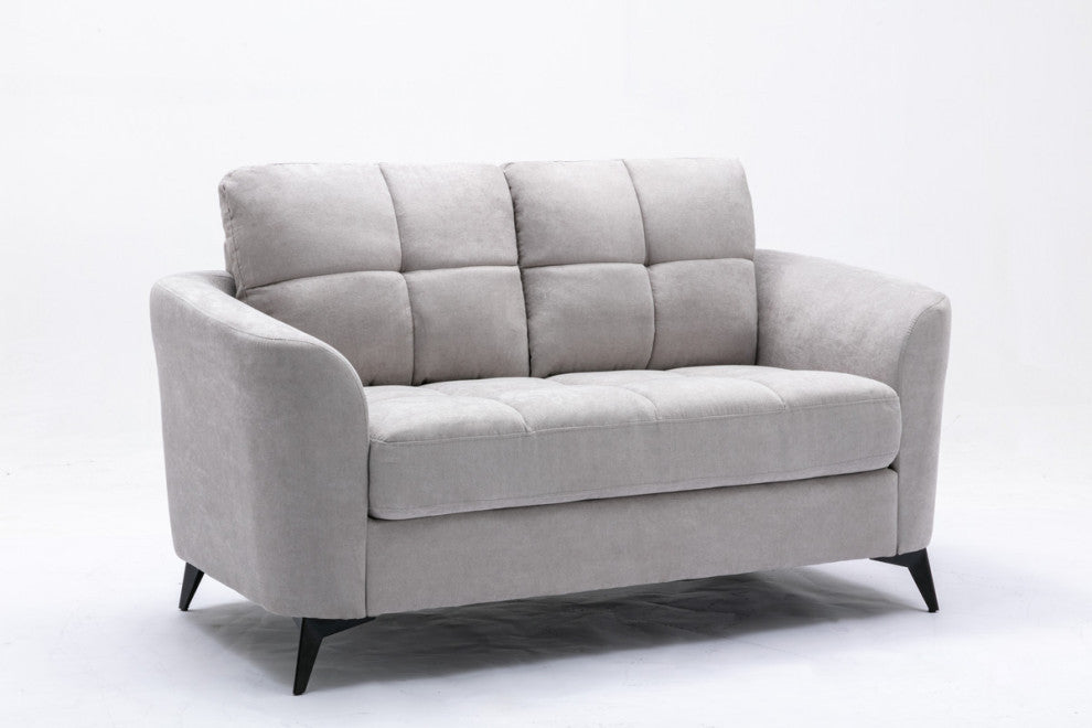 Callie Woven Fabric Sofa Loveseat Chair Living Room Set, Light Gray