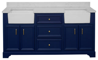 Zelda 72" Bathroom Vanity, Royal Blue, Engineered Carrara