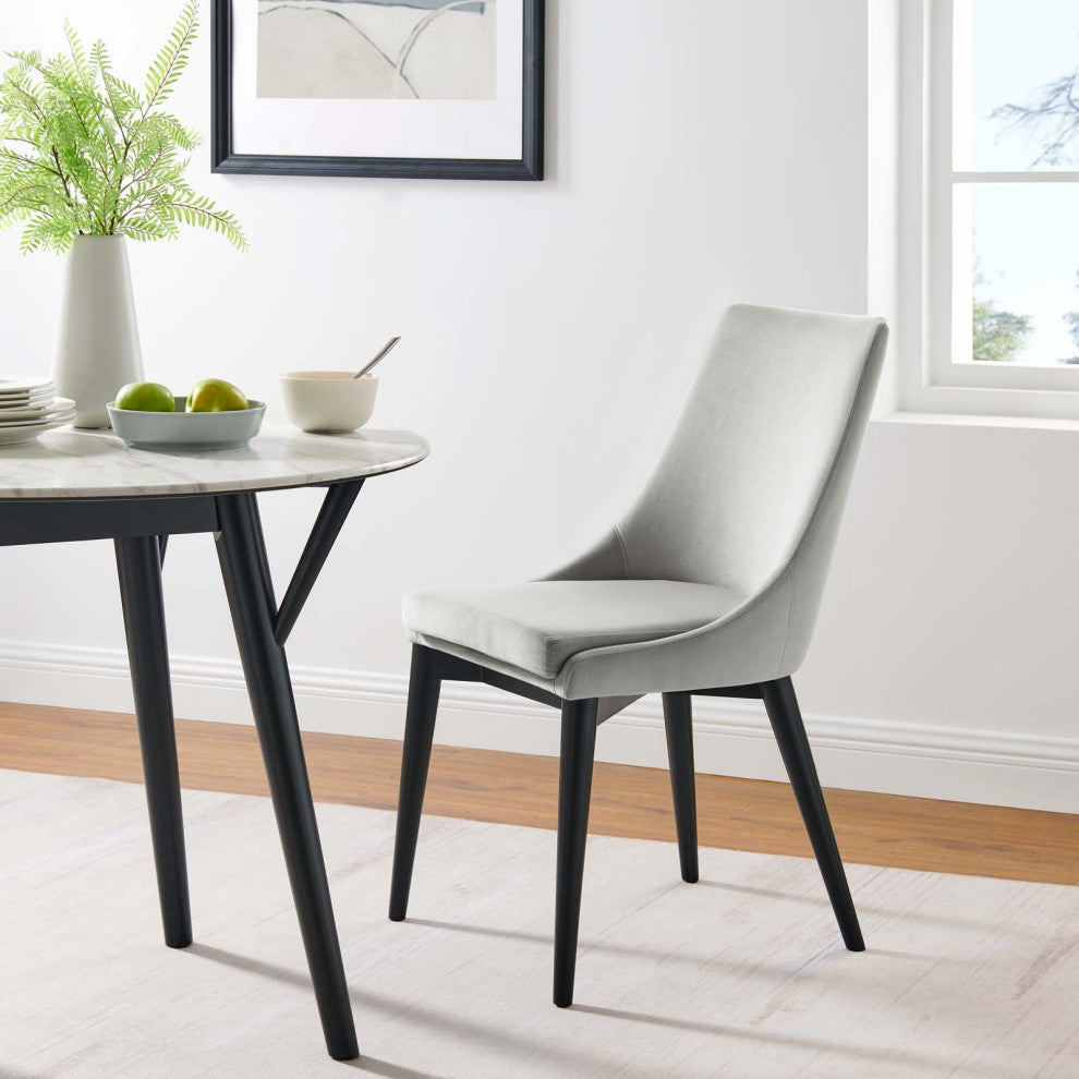 Side Dining Chair, Gray, Velvet, Modern, Kitchen Cafe Bistro Hospitality