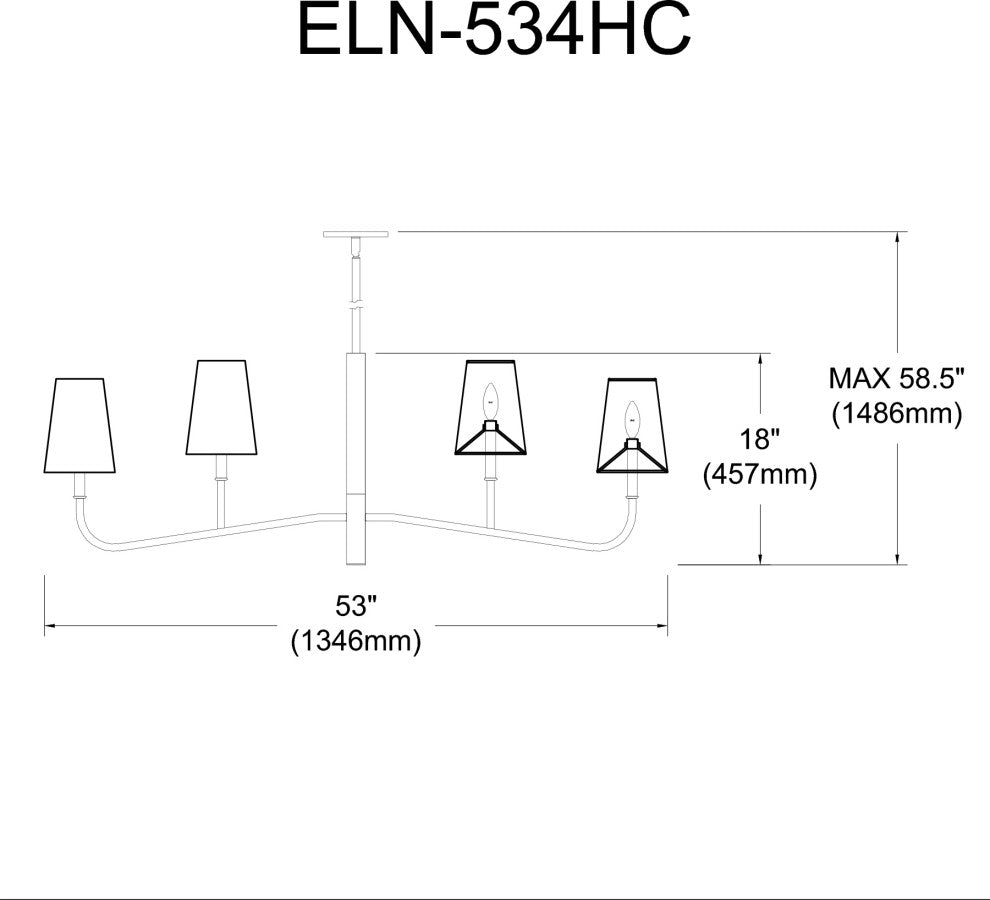 Eleanor Transitional 4 Light Matte Black Black Metal Chandelier