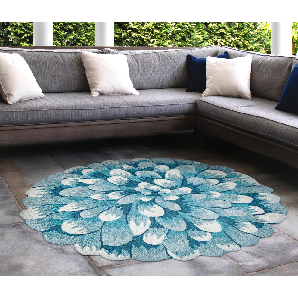 Frontporch Mum Rug, Aqua, 3' Round
