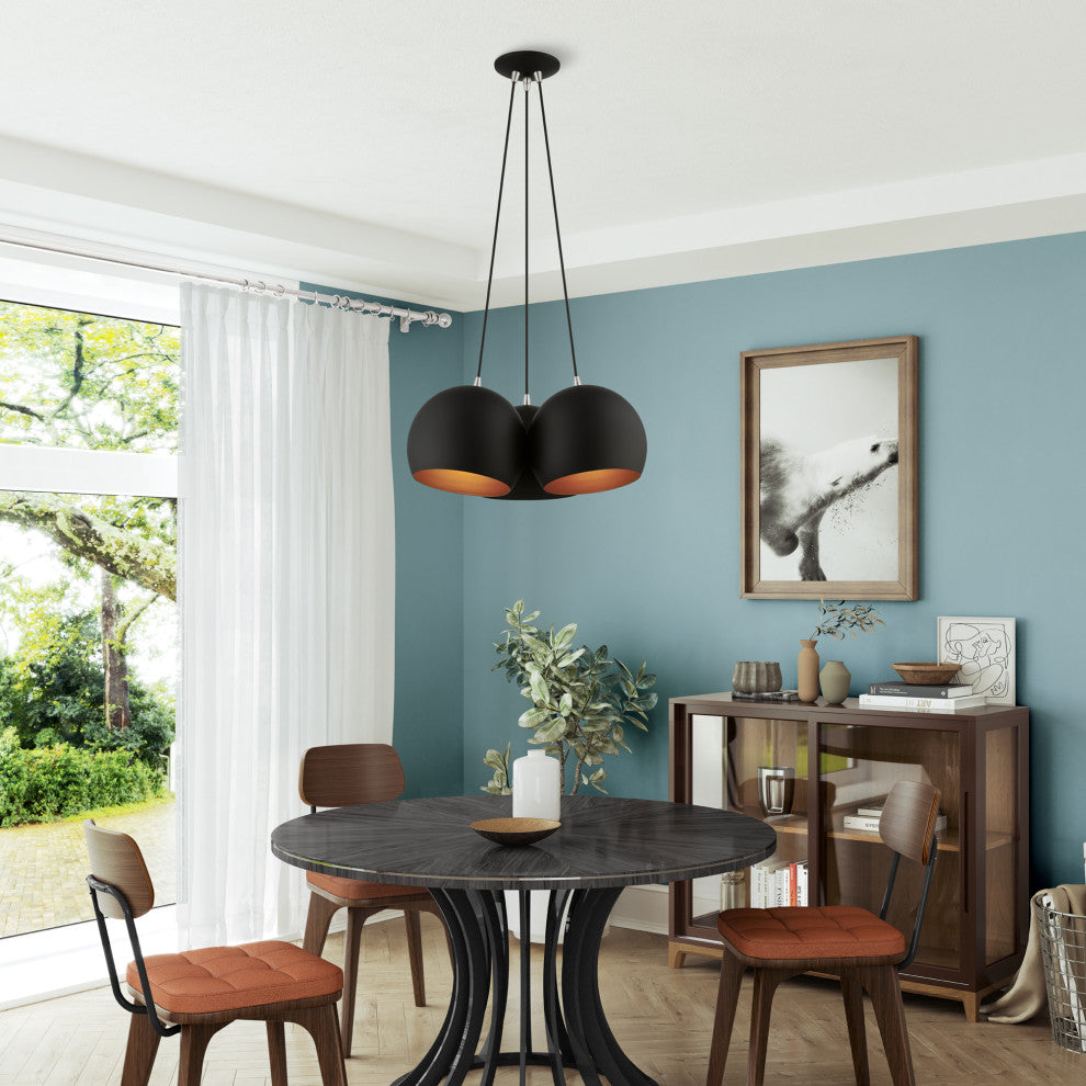Livex Lighting 3 Light Black Globe Pendant