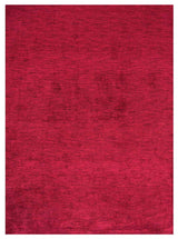 Hand Knotted Loom Silk Area Rug Solid Dark Red