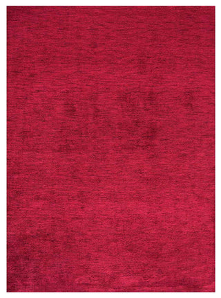 Hand Knotted Loom Silk Area Rug Solid Dark Red
