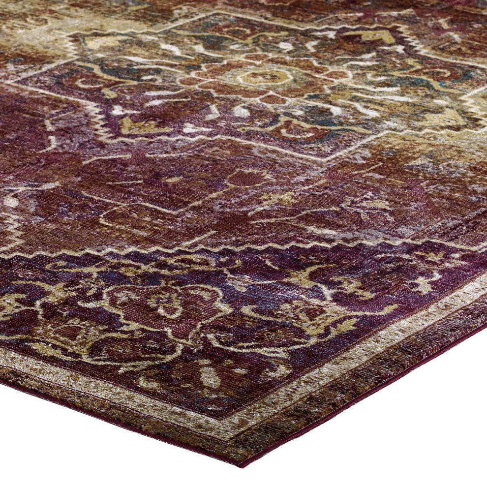 Kaede Transitional Distressed Vintage Floral Persian Medallion 5x8 Area Rug