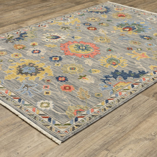 Leoness Vintage Traditional Gray/ Multi Area Rug, 6'7" x 9'6"