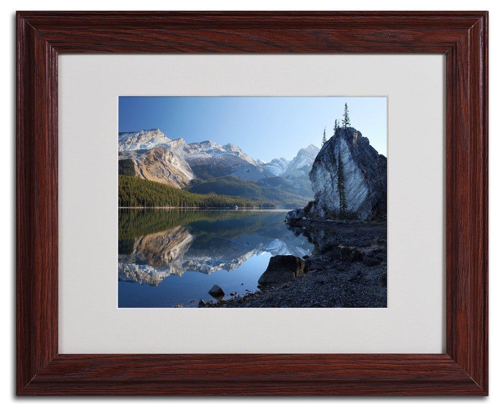 'Jasper Maligne Lake' Matted Framed Canvas Art by Pierre Leclerc