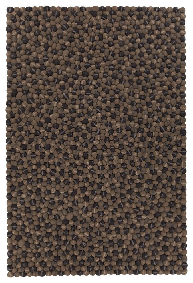 Pebbles Handwoven Contemporary Wool Rug, Brown/Gray, Rectangular 5'x7'6