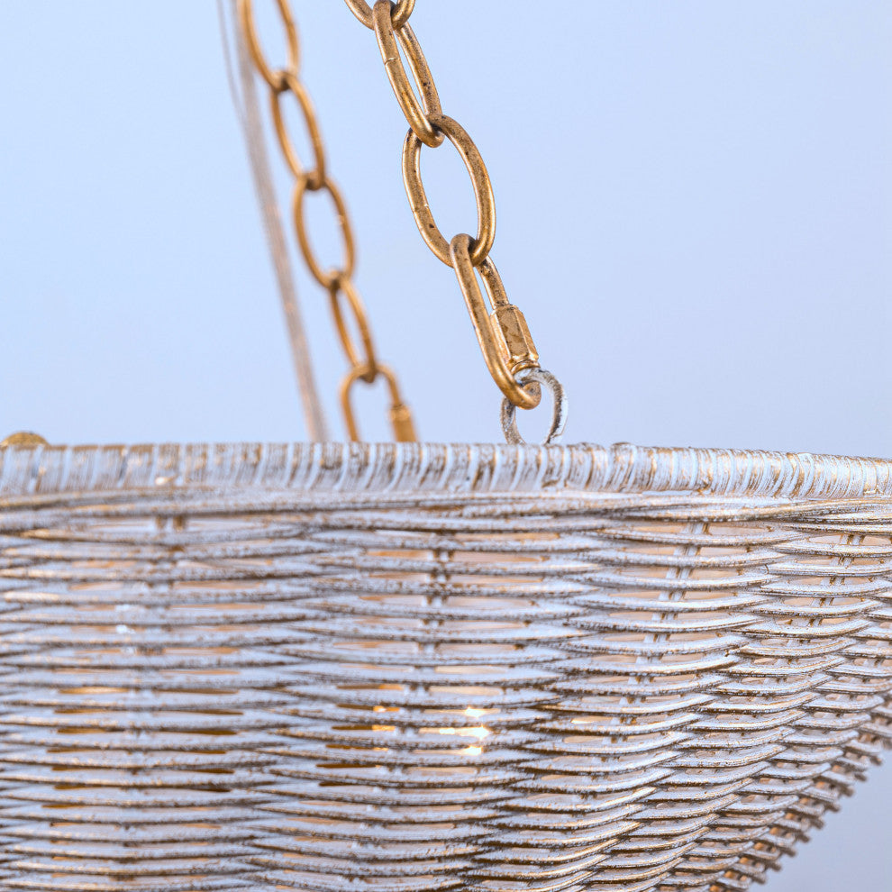 19.69-inch Beige Farmhouse Rattan 3-Light Chandeliers