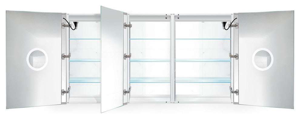 66x36 Recessed Or Surface Mount Medicine Cabinet 9 Shelves, LED, Llr