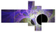 Blue Fractal Angel Wings, Abstract Wall Art Canvas, 60"x32", 5 panels