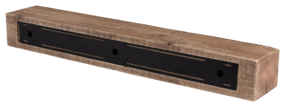 Solid Beam Fireplace Mantel Shelf, Aged Oak, 72"