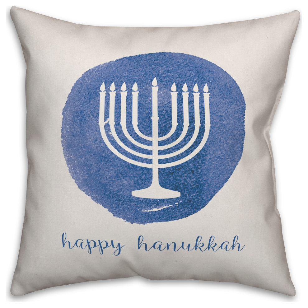 Watercolor Menorah 18"x18" Throw Pillow