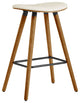 26" Cream Faux Leather Backless Wooden Bar Stool