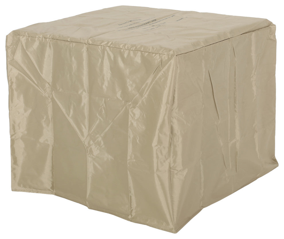 Larry Outdoor 40,000 BTU Iron Square Fire Pit, Dark Brown/Brown Wood Grain