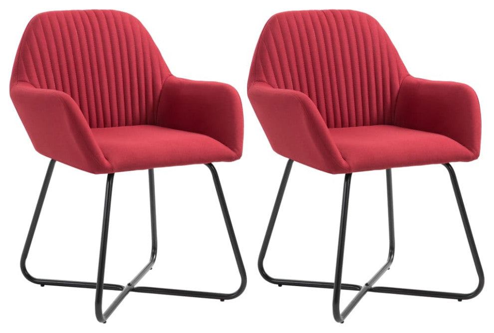 vidaXL Dining Chairs 2 pcs Wine Red Fabric