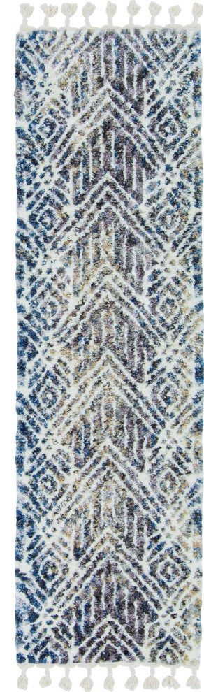 HomeRoots 5'x8' Grey Ivory Machine Woven Space Dyed Geometric Indoor Area Rug