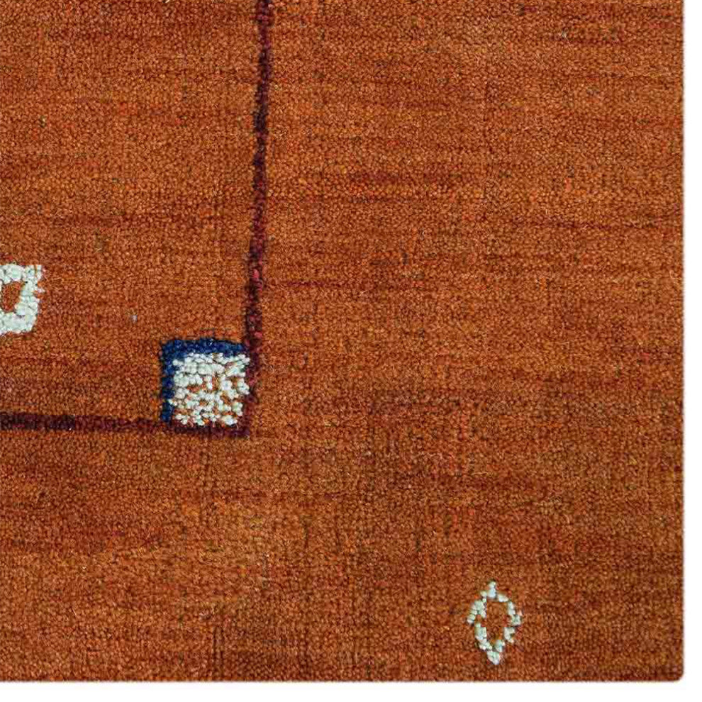 HAND KNOTTED LOOM WOOL ECO-FRIENDLY AREA RUGS - Rectangle, Orange, Contemporary