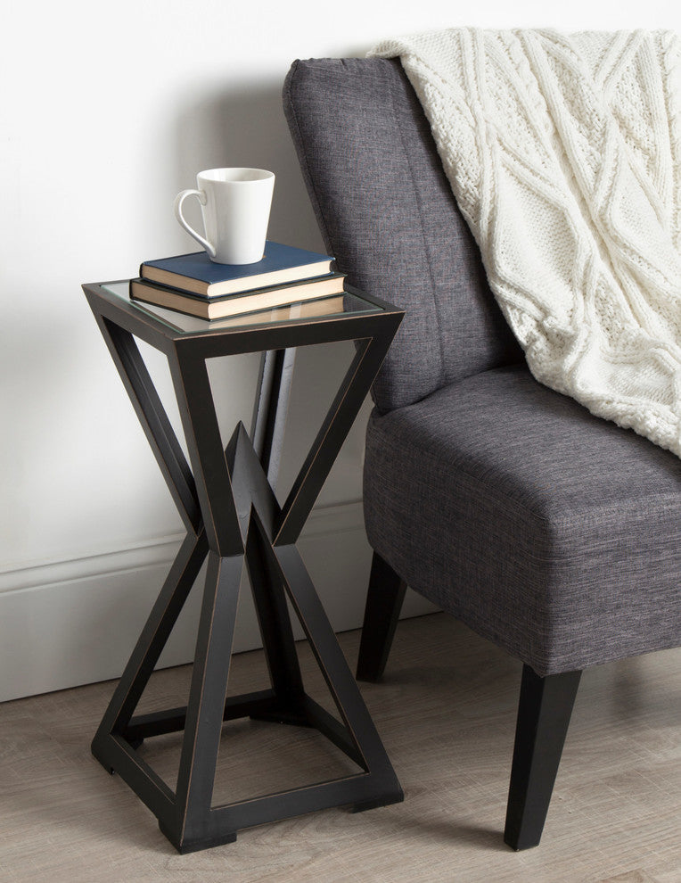 Yogi Small Wood Side End Table, Black 11x11x23
