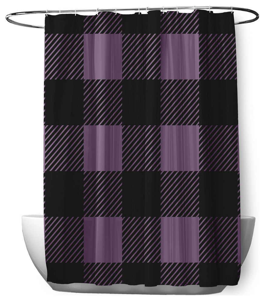 70"Wx73"L Buffalo Plaid Shower Curtain, Larkspur