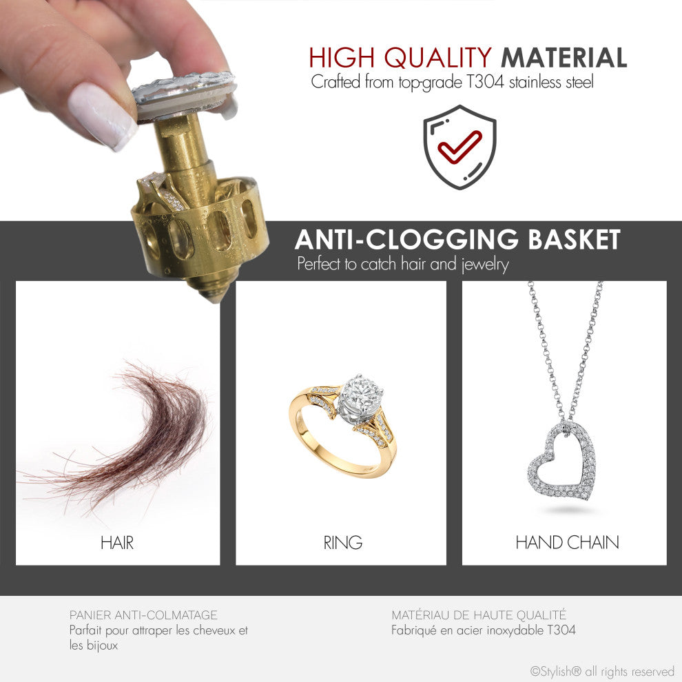 STYLISH Polished Chrome Pop-Up Bathroom Sink with Overflow Set of Two