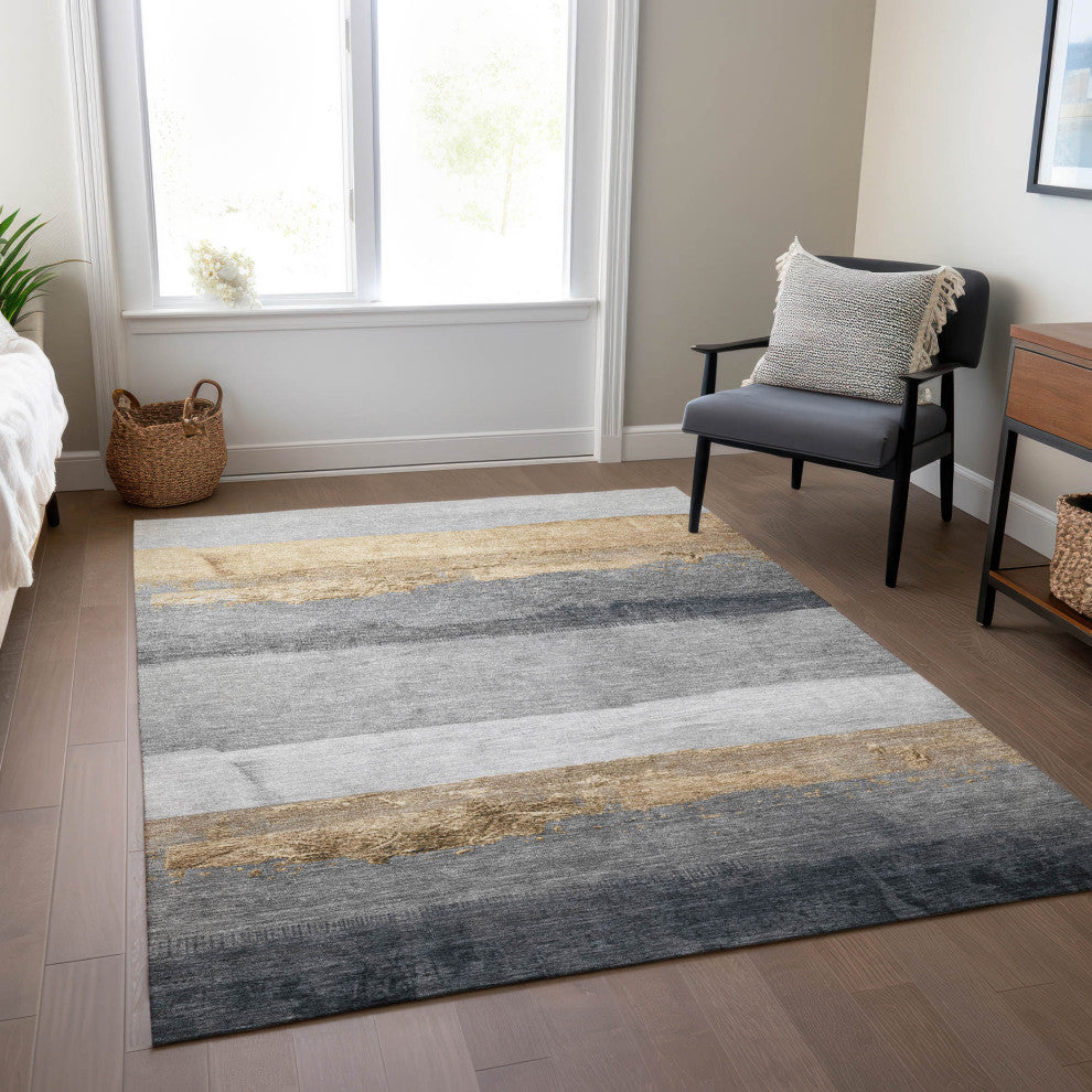 Machine Washable Indoor/Outdoor Chantille ACN1883 Gold 2'6" x 3'10" Rug