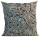 Plutus Blue Flower Velvet Paisley Luxury Throw Pillow, 24"x24"