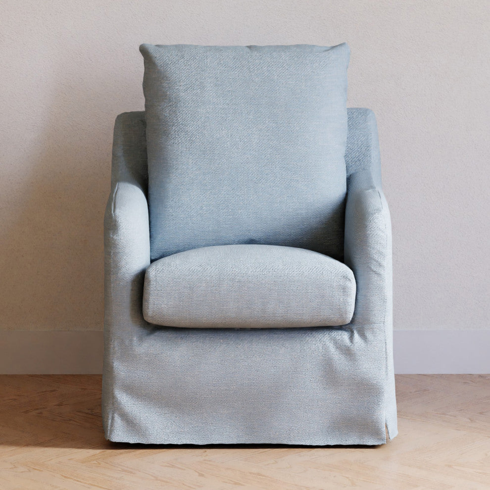 Reese Slipcover Swivel Glider, Chambray Eco-Linen