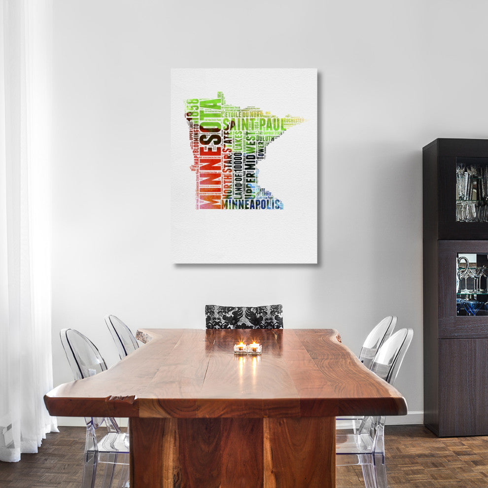 "Minnesota Watercolor Word Cloud" Fine Art Print