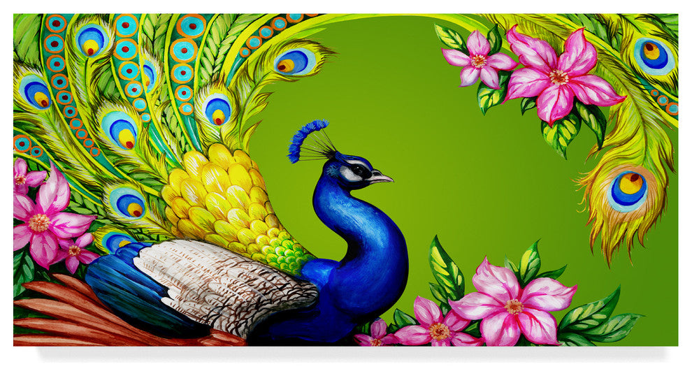 Maria Rytova 'Gorgeous Peacock' Canvas Art, 47"x24"