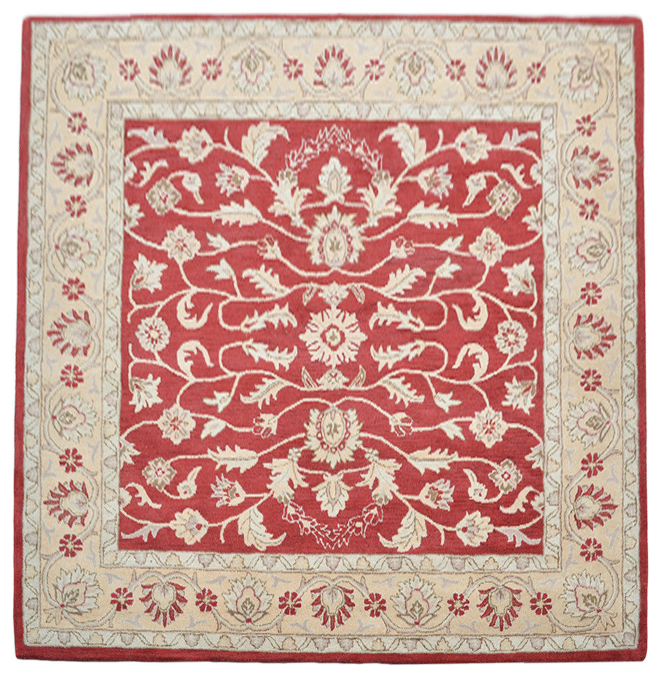 HAND TUFTED WOOL ECO-FRIENDLY AREA RUGS - Square,Red Gold,Oriental