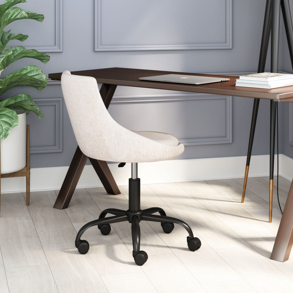 Computer Work Chair, Steel Metal, Fabric, Beige, Black, Home Business Office