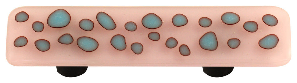Art Glass Rectangle Reactive Pull, Black Post, Reactive Clear Petal Pink
